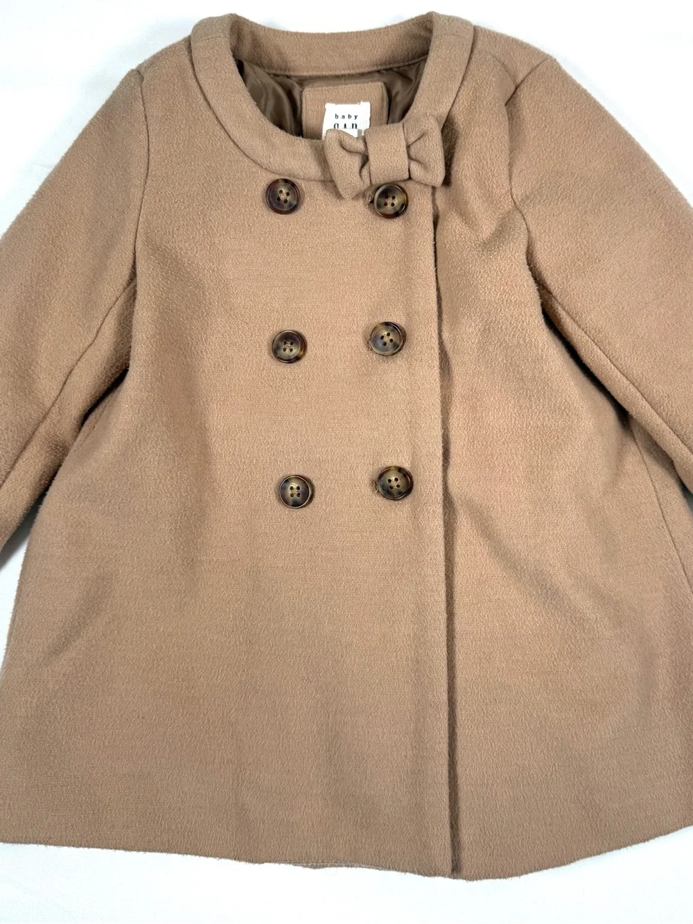 GAP Baby Girls Bow‎ Coat 18-24 Months Double Breasted Peacoat Classic Preppy